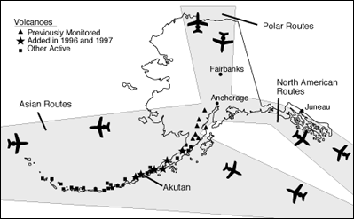 Volcanic-ash hazards warnings for Alaskan air traffic