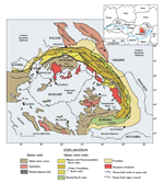 thumbnail image of figure 1: Location and structural features of the Carpathian Mountains region in eastern Europe.