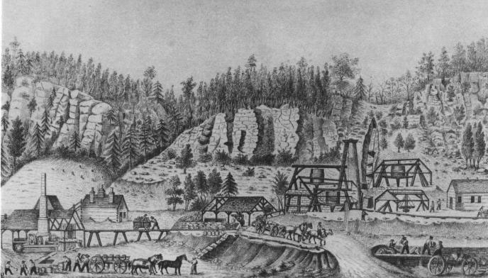 Figure 2. Photo of a painting of copper mining in Michigan, 1849.