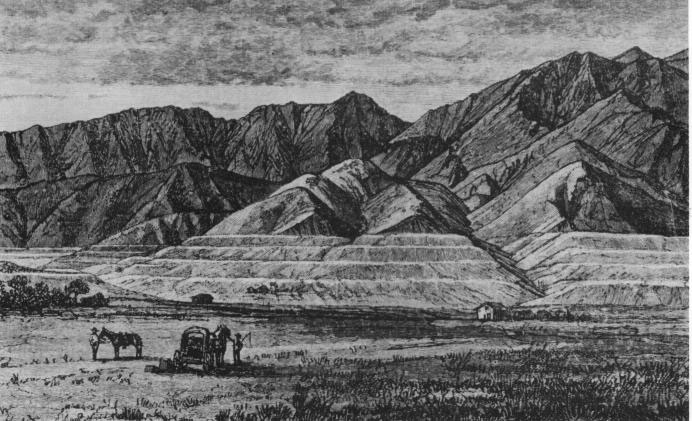 Figure 11. Photo showing shorelines of ancient Lake Bonneville, subject of an early general-geology study, 1879.