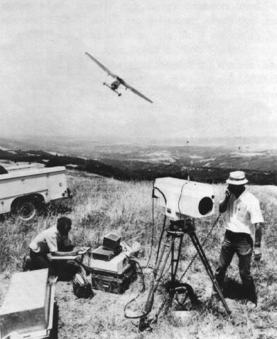 Figure 48. Photo of a geodolite survey for monitoring motion
along a fault in southern California, 1978.