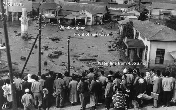 photo of people watching flooding