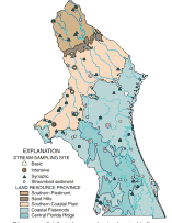 Map of stream-sampling sites and land resource provinces