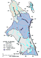 Map of the Upper Floridian aquifer