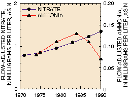 Graph of nitrate and ammonia concentrations