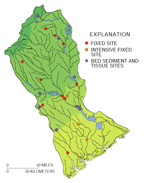 Map showing STREAM CHEMISTRY AND BIOLOGY