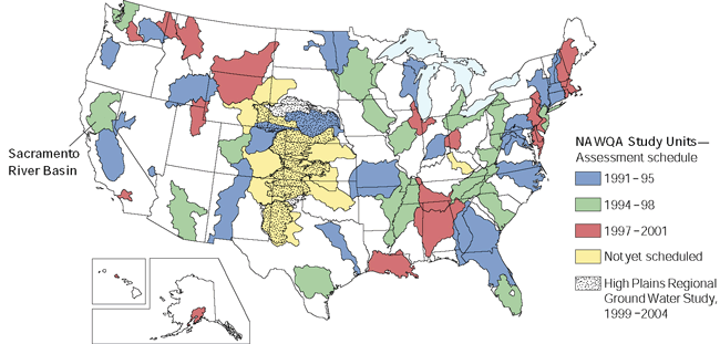 Map showing United State NAWQA Study Units location of Sacramento River Basin.