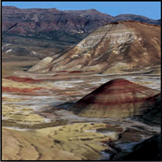 The John Day Formation in the Painted Hills Unit of the John Day Fossil Beds National Monument, Oregon. Photograph by Michael E. Brownfield.
