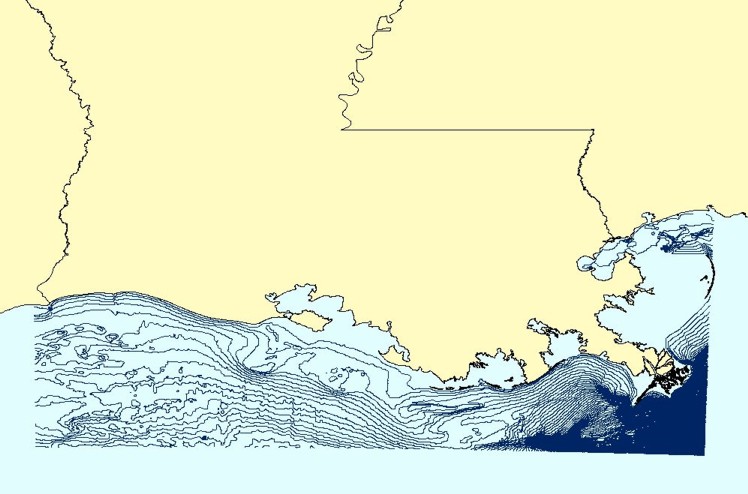Offshore Bathymetry for Louisiana, 2 meters