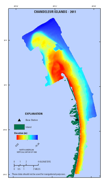 Map showing error of how well the DEM grid represents the bathymetric soundings it was created from