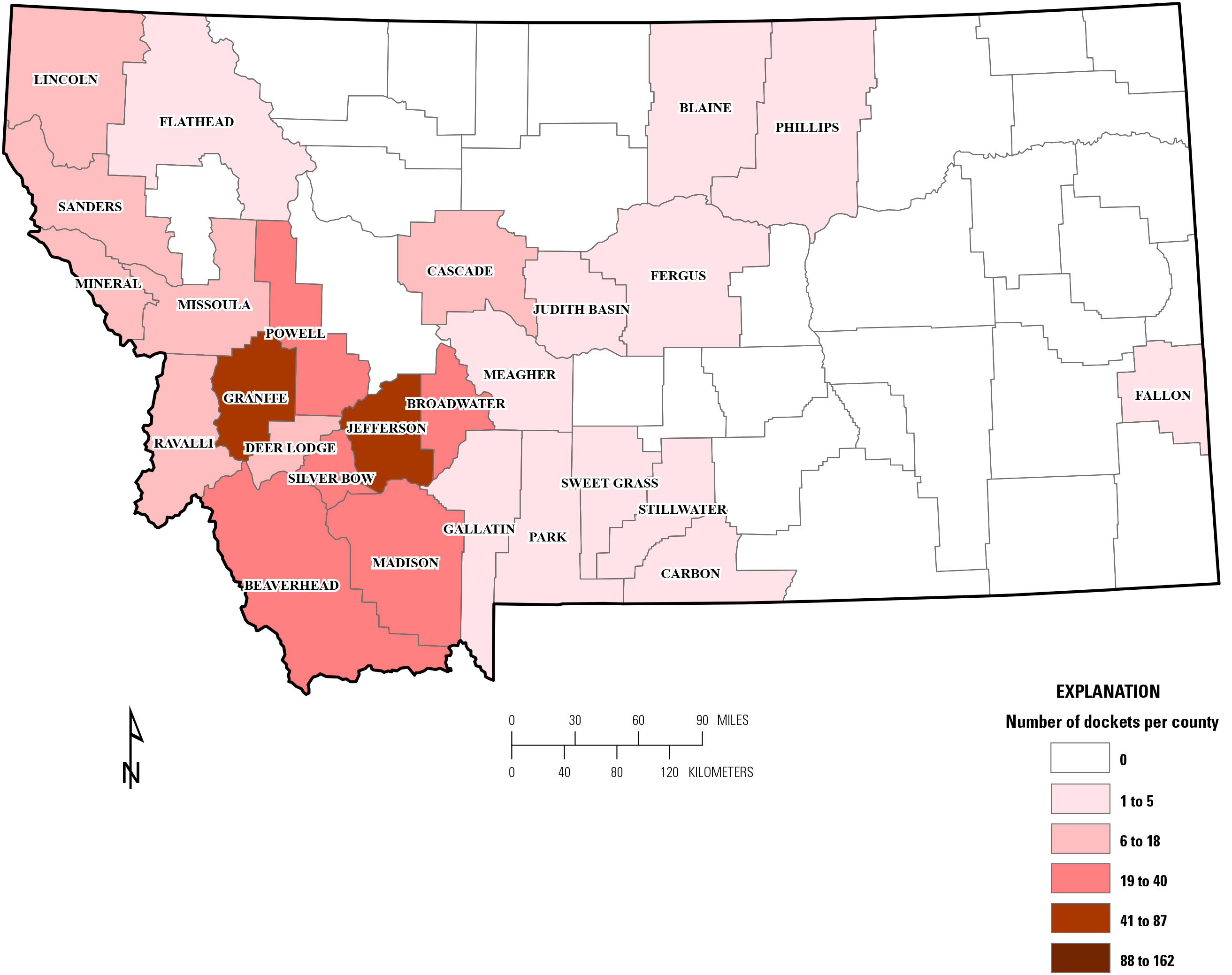 Map showing all Montana DMA, DMEA, OME dockets