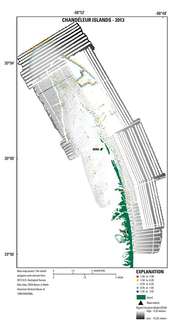 Map showing error values overlain upon the bathymetry grid (DEM)