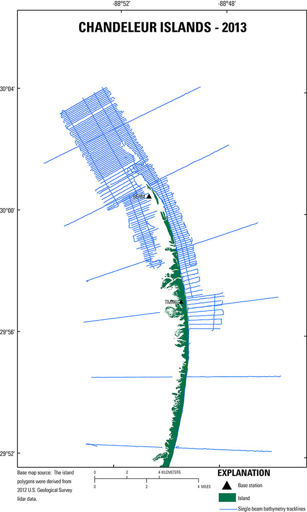 Trackline map coverage showing the 429 line-km (246 lines) of single-beam bathymetry data collection.