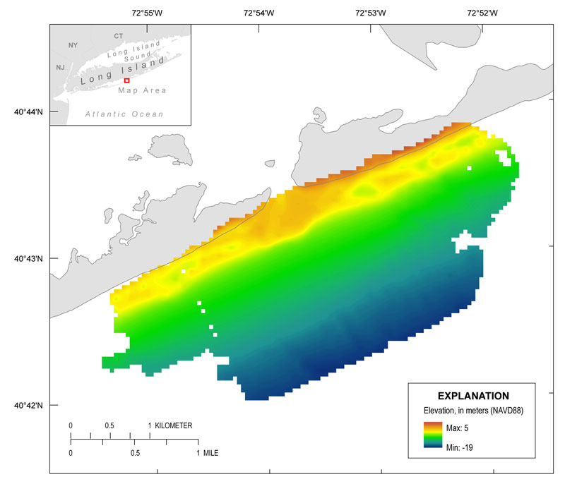 A 50-meter grid of October 2014 bathymetry of the shoreface of Fire Island, N.Y. 