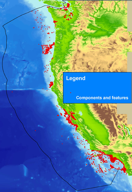 Image showing the distribution of component data for the U.S. Pacific Coast from usSEABED.