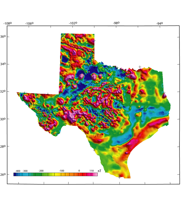 Texas aeromagnetic anomaly map