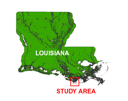 map of Louisiana showing study area