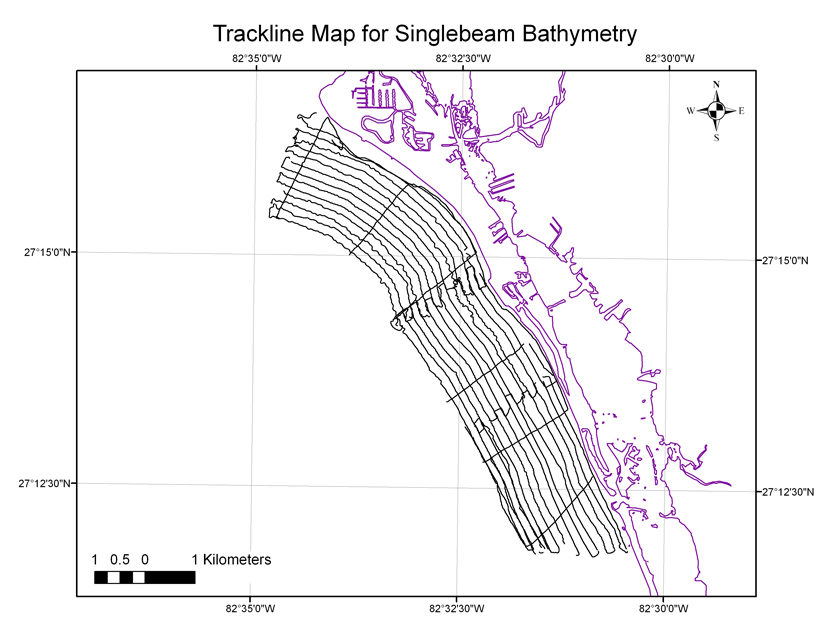 Trackline Map of Singlebeam Bathymetry