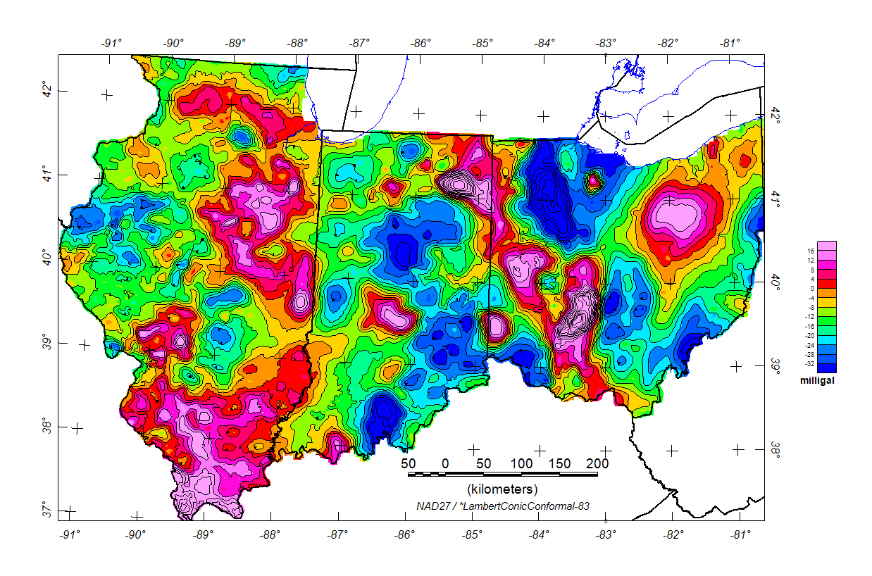 Illinois, Indiana, and Ohio Isostatic Gravity Anomaly Map