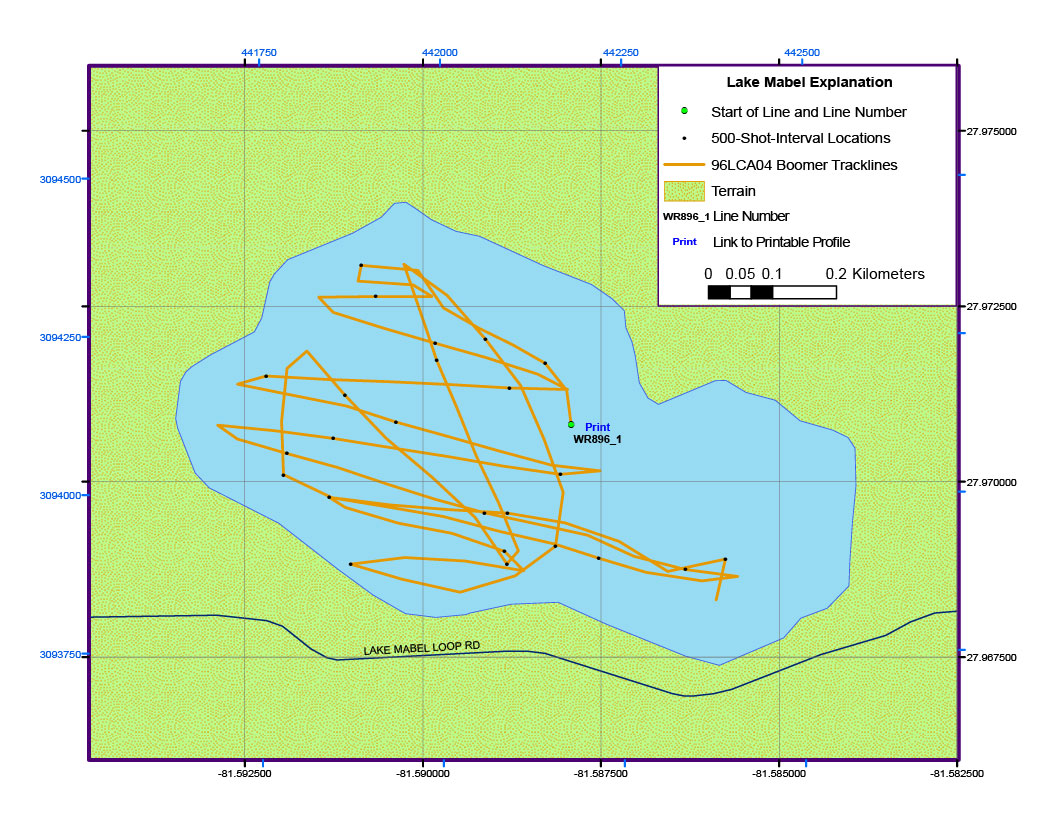 Lake Mabel map showing line WR896_1