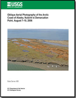 Thumbnail of and link to report text PDF (4.5 MB); cover shows oblique air photo taken from low altitude of shoreline