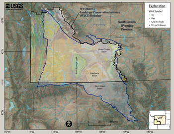 Map showing boundaries of the Wyoming Landscape Conservation Initiative and the Southwestern Wyoming Province.