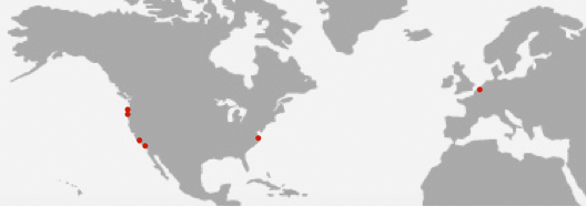 map showing locations of datasets