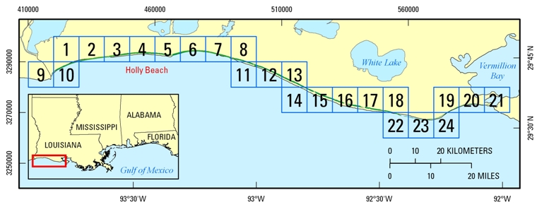 UTM Map of the Louisiana coastline