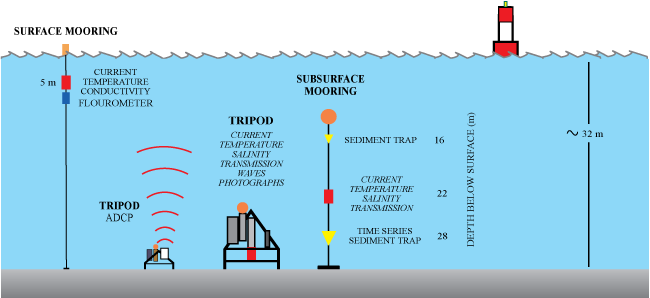 Schematic of moored instruments deployed at LT-A from 1994-1996. 