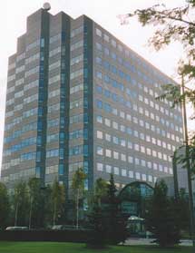 photograph of a 14-story building in Anchorage that was monitored during the 2002 Denali Fault earthquake; the records of the monitoring will help engineers improve building design