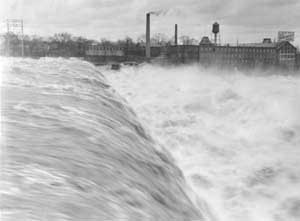 A photo of the Connecticut River at the Holyoke Dam, Holyoke, Massachusetts, March 1936