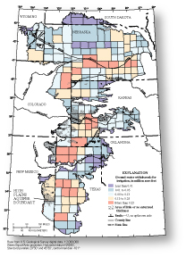 Figure 1. Ground-water withdrawals for irrigation by county during 2000 (U.S. Geological Survey, 2004).