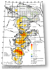 Figure 2. Water-level changes in the High Plains aquifer, predevelopment to 2003 (Modified from Lowry and others, 1967; Luckey and others, 1981; Nebraska Conservation and Survey Division, 2004).