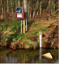 Photograph of stream gage 0158397967 on Minebank Run near Glen Arm, Maryland, in Baltimore County. (Photograph by Michael A Hansen, USGS) (Click to view larger image)