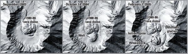 LIDAR of Mount St. Helens crater, September 2003, October 2004, and February 2005