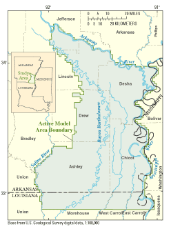Map of Mississippi River Valley aquifer
