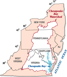 Regional location of the Chesapeake Bay watershed. (Click to view larger image)