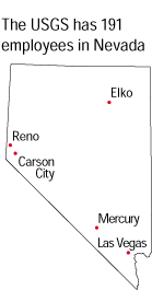 Map of Nevada showing where USGS offices are.