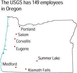 Map showing USGS offices in Oregon