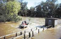 Photo of discharge measurements in the Tar River