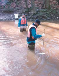 Photo of stream water-quality sampling