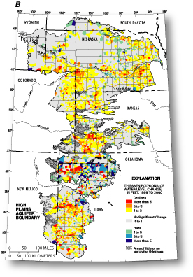 Figure 2B showing generalized water-level changes in the High Plains aquifer, 2000 to 2001.