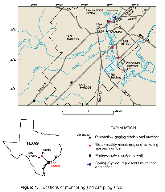Figure 1. Locations of monitoring and sampling sites