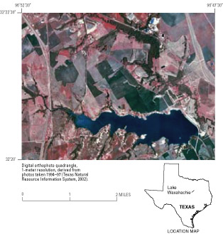 Areal photograph showing watershed of Lake Waxahachie.