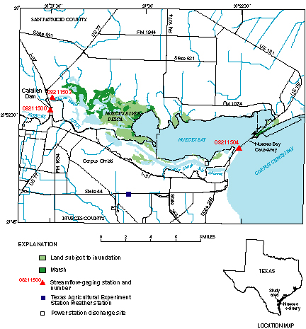 Figure 1. Map showing location of Nueces estuary, Texas.