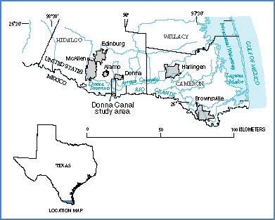 Map showing location of the Donna Canal study area.