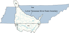 Map showing location of the lower Tennessee River Basin.