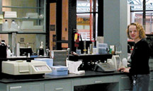 picture of lab employee in Cambridge Water Department lab