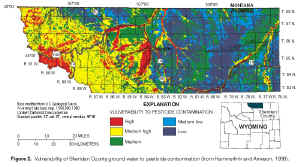 fFigure 2. Vulnerability of Sheridan County ground water to pesticide contamination.