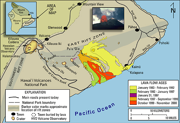 Map of the current eruption of Kilauea.